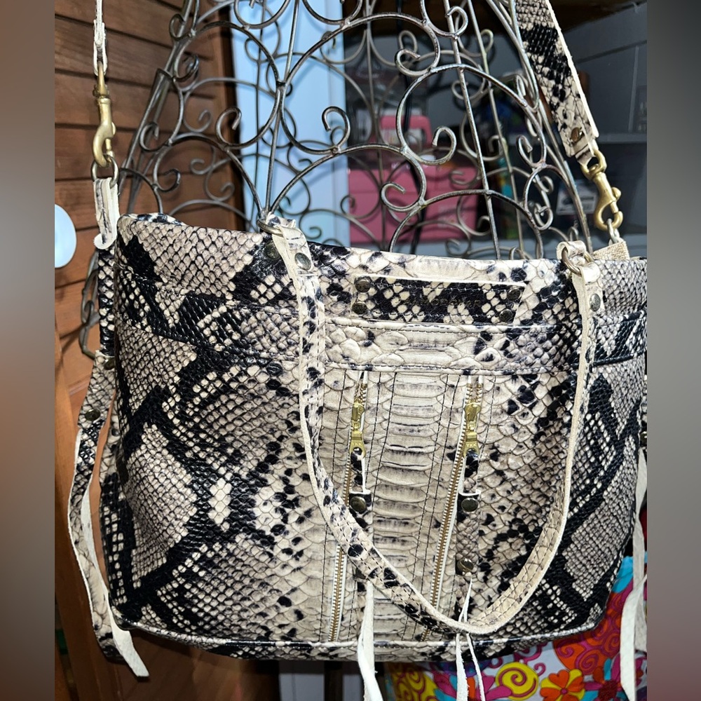 J Almodovar Elegant Snake Print Crossbody Bag